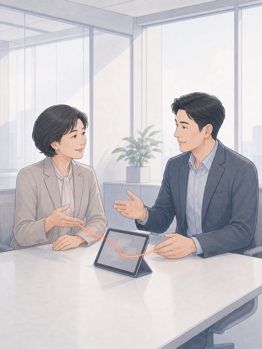 도입 범위를 함께 검토하는 바리온랩스 상담 장면